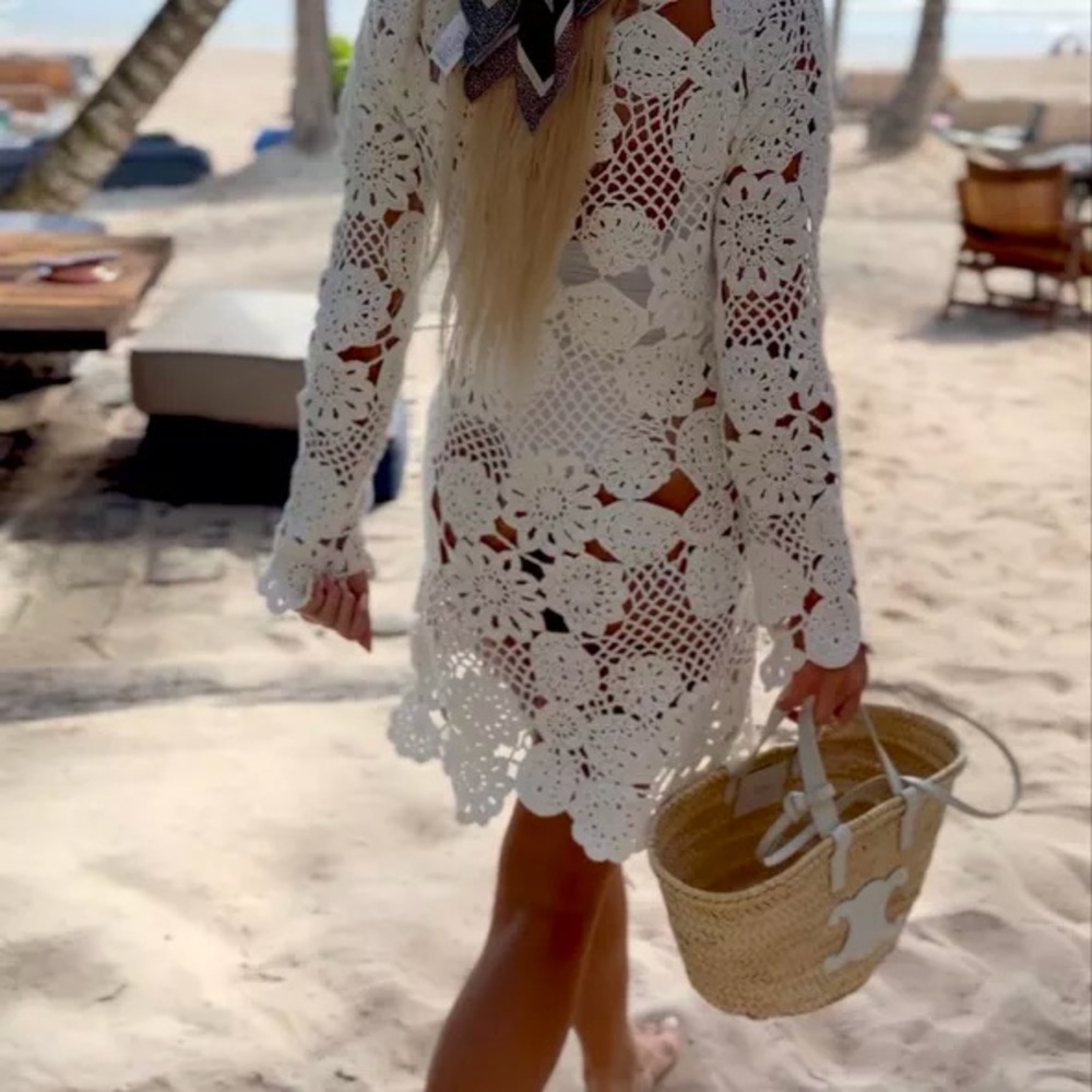 Stone Cold Fox Luciele Hand Crochet Dress in Ivory - Picture 5 of 5